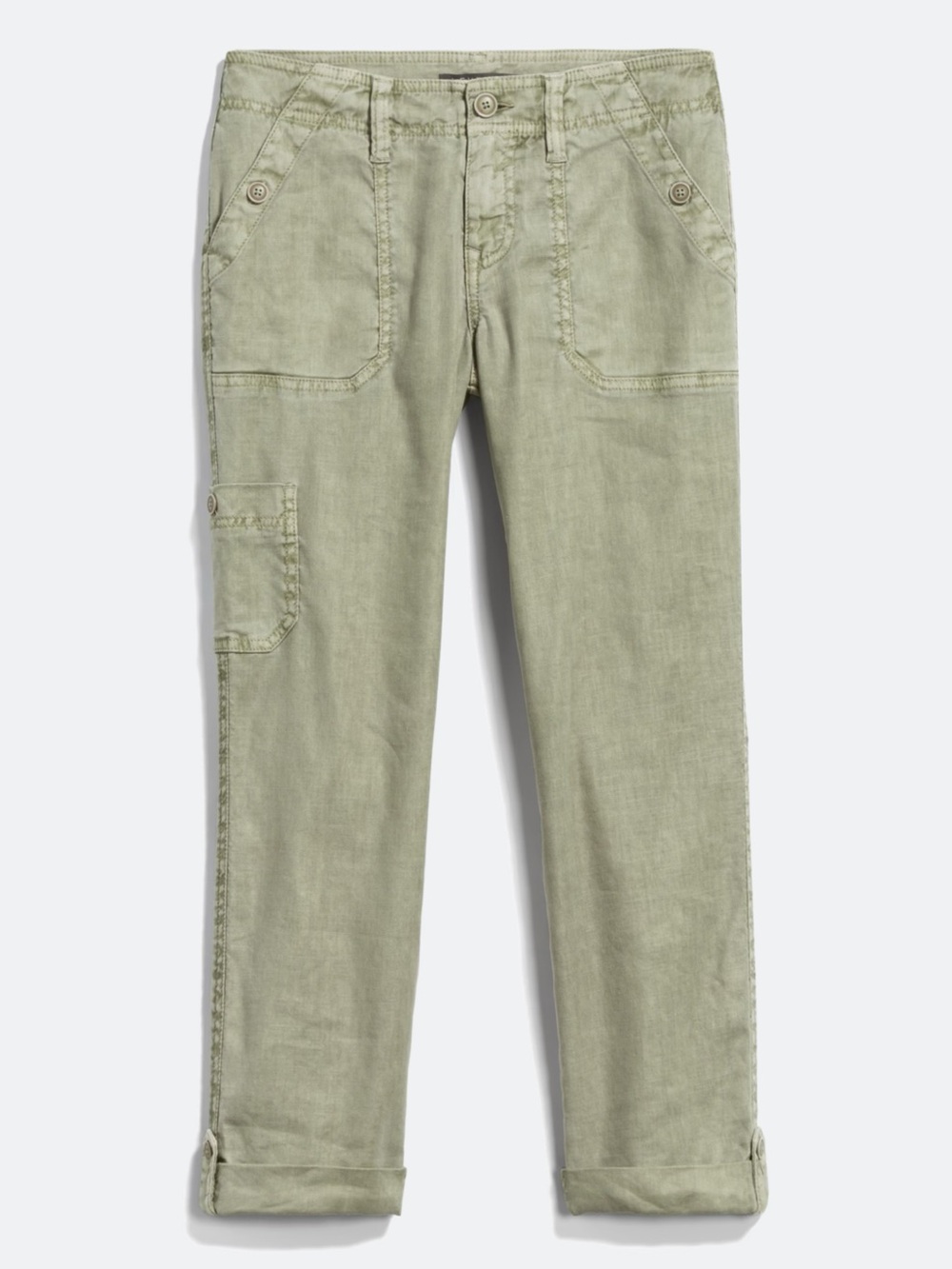 Level 99 Vinnie Relaxed Linen Staright Leg Pant - Olive Green - Size 30
